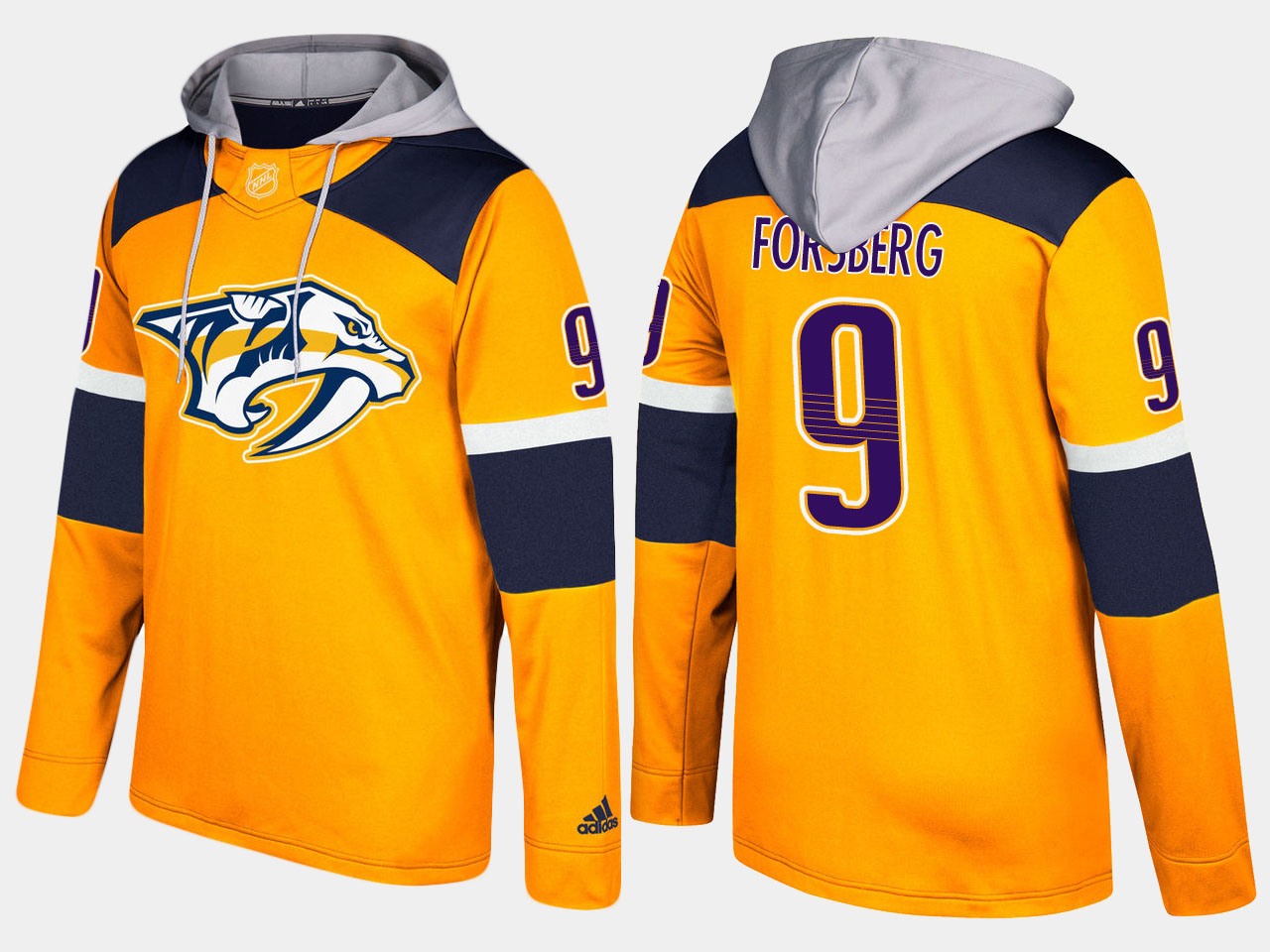 Men NHL Nashville predators #9  filip forsberg yellow hoodie->nashville predators->NHL Jersey